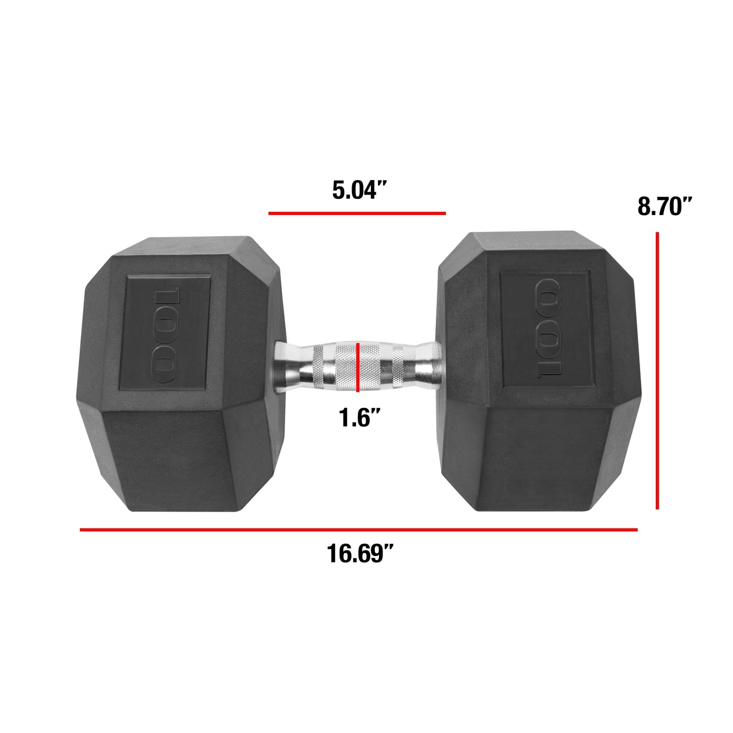 Barbell, 100Lb Coated Hex Dumbbell, Single