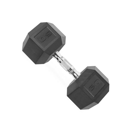 Barbell Coated Hex Dumbbell, Single, 50 Lb, Black